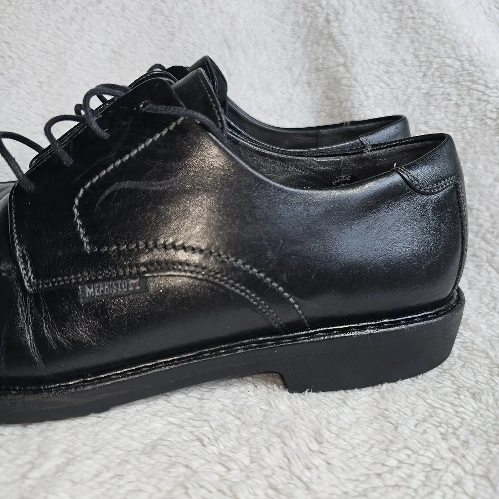 Mephisto Oxford Shoes Mens 11.5 Black  Leather Janeiro Comfort Square Toe. - Picture 2 of 14